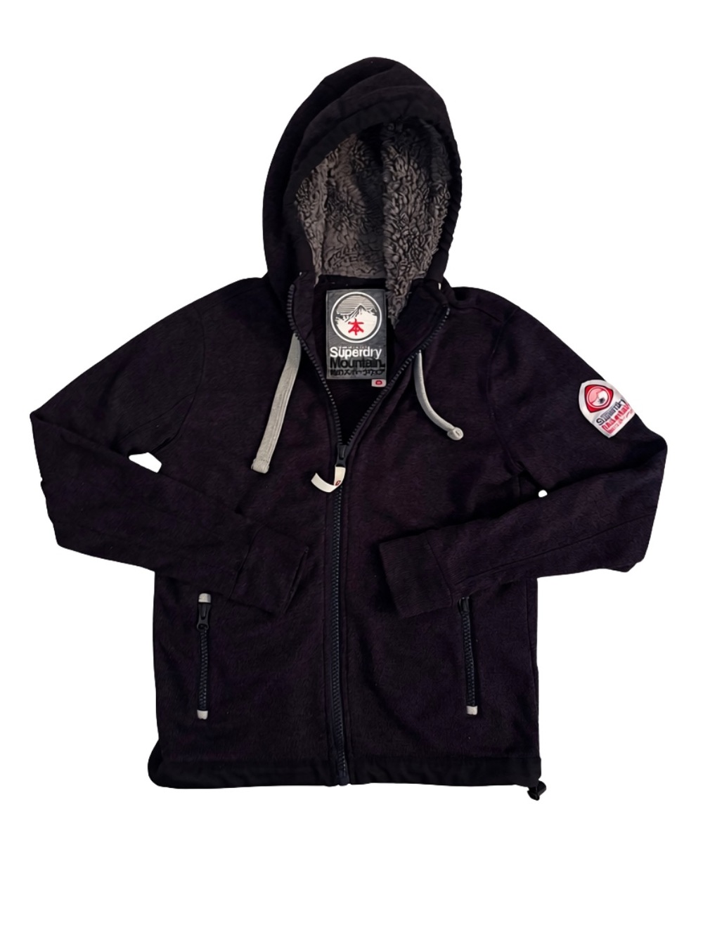 Superdry Navy Hooded Sherpa-Lined Mountain Jacket